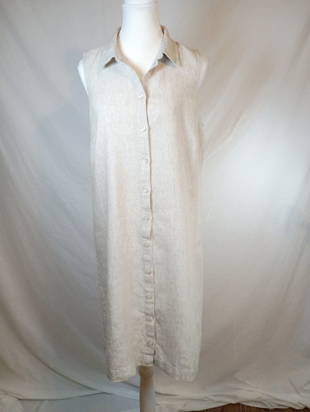 Garnet Hill Women's Size 8 Sleeveless 100% French Linen Shirtdress